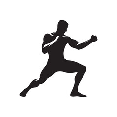 Fototapeta na wymiar Fighter silhouette: Fighter Vector Silhouettes Portraying Strength, Agility, and Martial Arts Mastery. Fighter black illustration