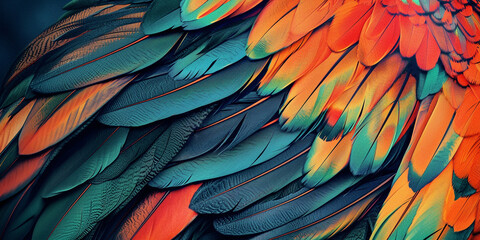 Fototapeta premium closeup of colorful parrot wing