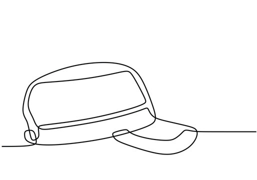 Continuous single drawn one line tactical men hat hand drawn