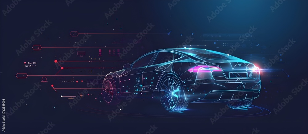 Poster auto service, modern virtual graphic touch user interface. cars infographic. concept automobile scan