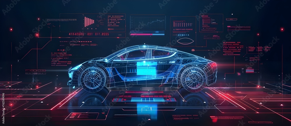 Aufkleber car auto service, modern design hud, diagnostic auto virtual graphical interface in modern style aut
