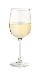 Tasty wine in glass isolated on white