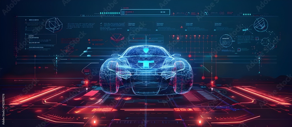 Aufkleber abstract vector science. car auto service infographics. repair futuristic user interface.