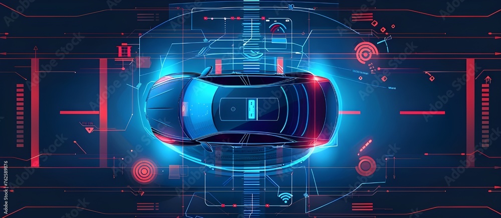 Poster In the autonomous car concept, vehicle devices are connected to various sensors, enabling the computer to perform intelligent calculations
