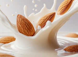 Almond milk 3D Rendering  - obrazy, fototapety, plakaty