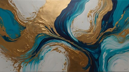 In your abstract fluid painting, explore the juxtaposition of these two striking colors, allowing...