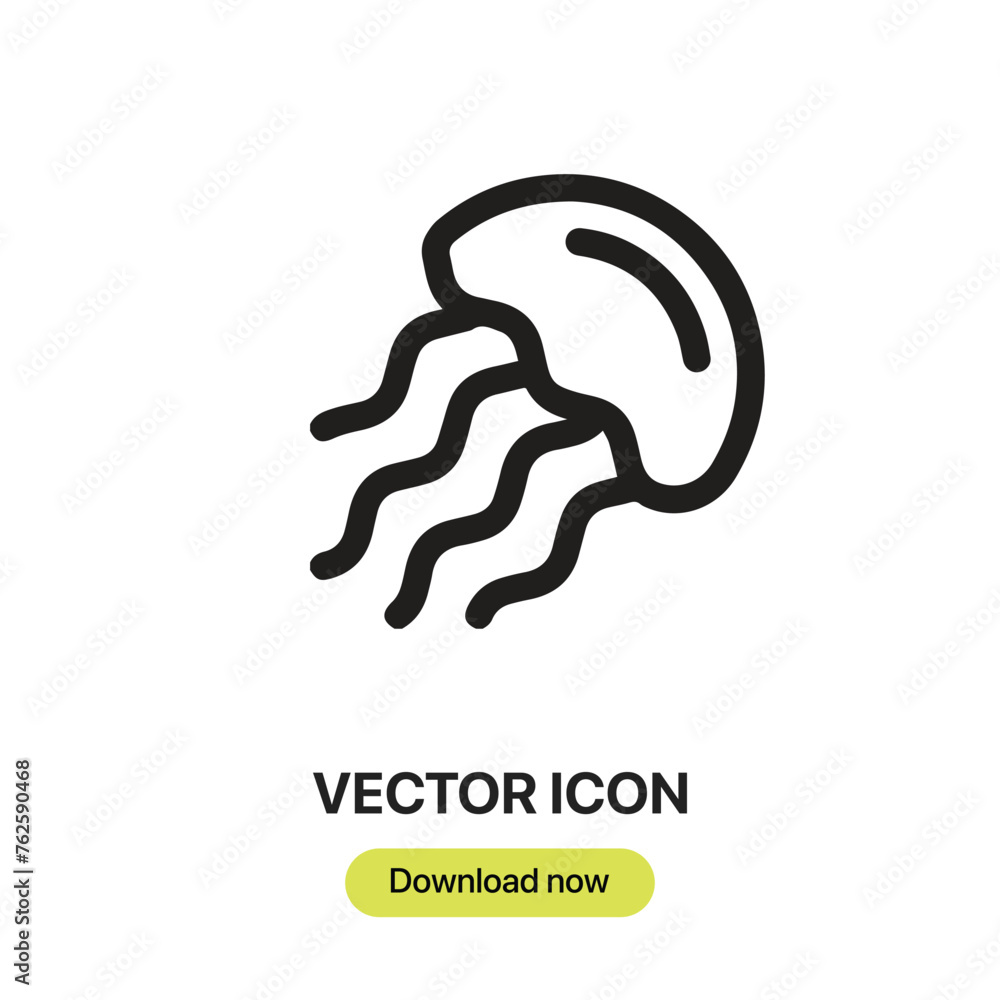 Poster jellyfish icon vector. linear-style sign for mobile concept and web design. jellyfish symbol illustr