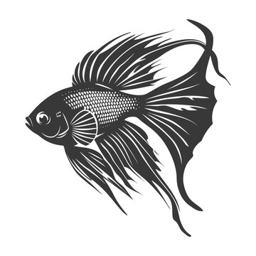 recommend clip art: Silhouette Cute goldfish full body black color only