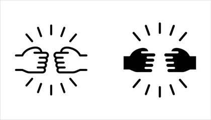 Fist Bump Isolated Line Icon set Style Design on white background