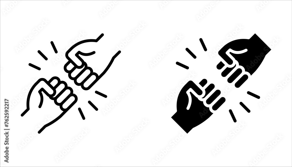 Wall mural fist bump isolated line icon set style design on white background