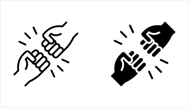 Fist Bump Isolated Line Icon set Style Design on white background