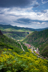 Town of Alaverdi in Lori Province of Armenia, located on hillsides of Debed River canyon. Beautiful...
