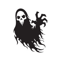Ghost silhouette: Vector Ghost Silhouettes Hauntingly Capturing Ethereal Forms in Minimalist Design. Ghost black illustration