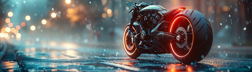 Closeup of a futuristic motorcycle hyperrealistic 3D render highresolution DSLR cinematic 8K
