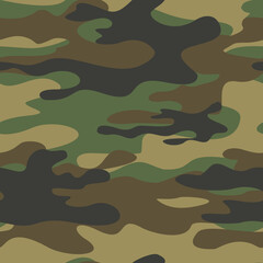 Naklejka premium Modern camouflage, classic seamless pattern, military background. Shape, street print
