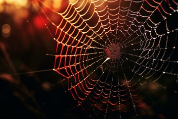 Spider poison web. Animal fear scary insect pattern. Generate Ai
