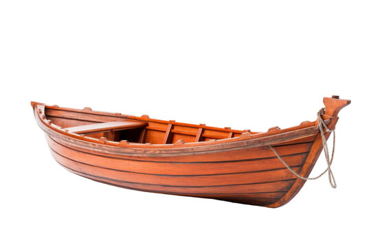 Vintage Wooden Rowboat Isolated on Transparent Background PNG format