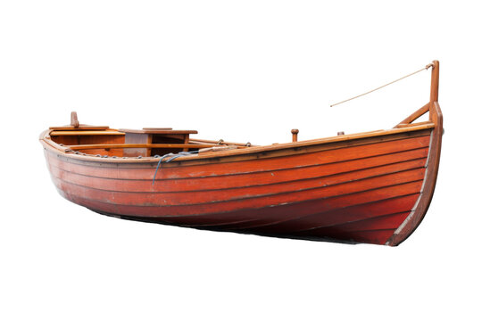 Rustic Wooden Rowboat Isolated on Transparent Background PNG format