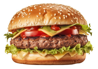 Appetizing burger on transparent background