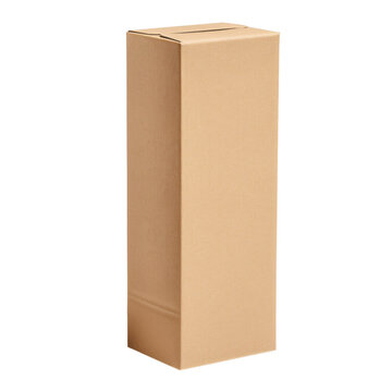 Tall sustainable rectangular cardboard box packaging on an isolated background