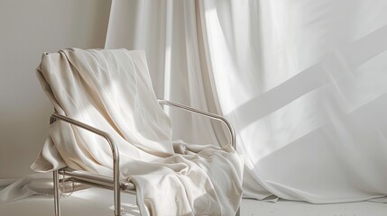 white chair with white curtain