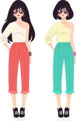 Set of fashion girls vector illustration