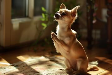 chihuahua dog looking up, chihuahua, dog, pet, pray, begging, 