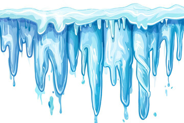 Melting icicles on white background.