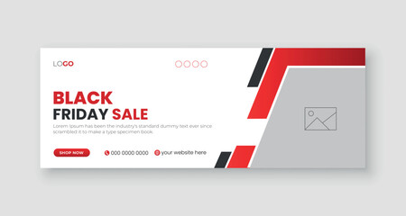 Black Friday sale Facebook cover template, special discount sale social media cover , web banner ads design.