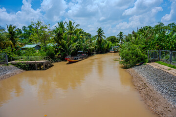 Tranquil Riverside Scene in Tien Giang Province, Mekong Delta, Vietnam