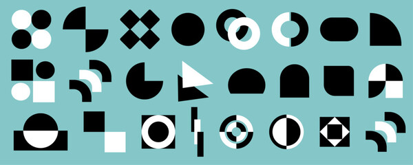 Abstract bauhaus geometric set,Memphis deisgn .Vintage vector geometric shapes.For web, vintage, advertisement, commercial banner, poster, billboard, sale, brochures, covers.