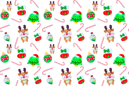 Christmas isolated holiday seamless pattern candy Winter mood vintage design Sweet wallpaper Wrapping paper fabric textile Cute Xmas background print Caramel stick Sweet lollipop December mood Cartoon