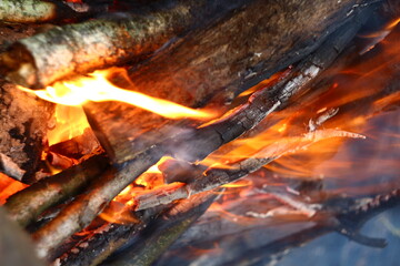 fire in the fireplace