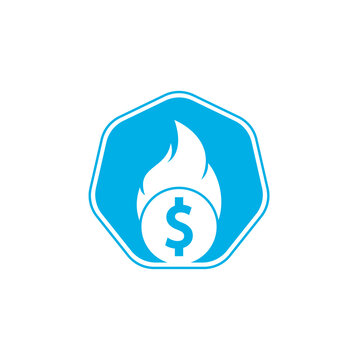 Fire Money logo design template. Money Fire Logo Template.