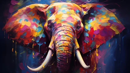 Foto op Aluminium Colorful painting of an elephant © NadiaArts