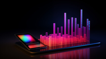 graph,  A virtual reality interface with holographic data visualization of sales performance and market analysis 