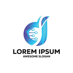 d letter logo colorful gradient abstract vector illustration
