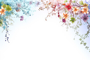 Watercolor spring background with blossom flowers. Generative Ai