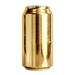 A blank golden metallic soda can on an isolated background
