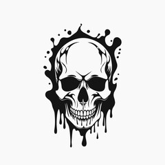 melting skull logo design icon template