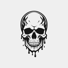 melting skull logo design icon template