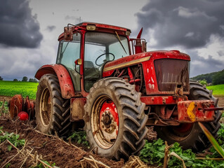 Rustic Farm Tractor in Field