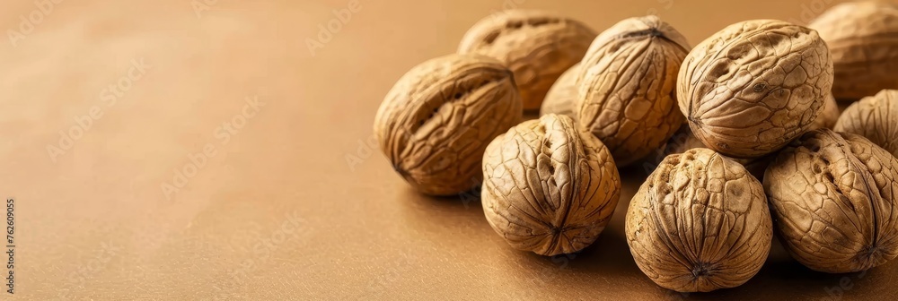 Aufkleber assorted nuts on light brown backdrop with ample room for customized text placement