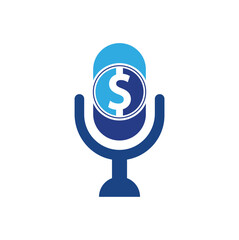 Money podcast logo. Money Podcast Icon Logo Design Element. Mic logo