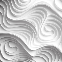 Obraz premium An abstract white background with 3D waves, soft edges and curves that highlight the play of light on smooth surfaces. The composition is balanced, demonstrating the elegance of lines and the beauty o