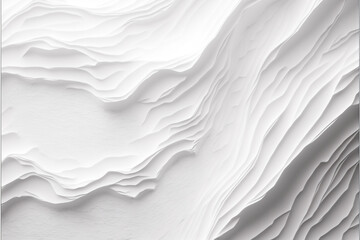 Obraz premium An abstract white background with 3D waves, soft edges and curves that highlight the play of light on smooth surfaces. The composition is balanced, demonstrating the elegance of lines and the beauty o