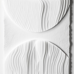 An abstract white background with 3D waves, soft edges and curves that highlight the play of light on smooth surfaces. The composition is balanced, demonstrating the elegance of lines and the beauty o