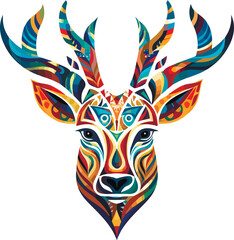 Vector ornamental decorative ancient deer, head illustration. Abstract historical mythology rain deer logo. Good for print or tattoo