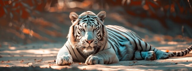 White tiger predator in the wild - obrazy, fototapety, plakaty