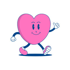 Love Retro Mascot. Funny cartoon character of love